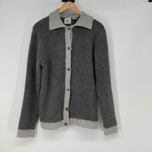 Jason Maxwell‎ Knit Button Front Cardigan Sweater Grey Heathered Collar Size L